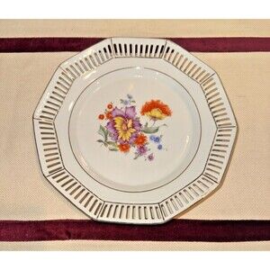 VINTAGE Schumann Bavaria Reticulated Porcelain Trinket Dish or Small Plate.